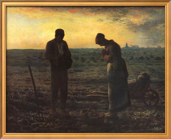 The Evening Prayer (L'Angélus), c.1859-Jean-François Millet-Framed Textured Art