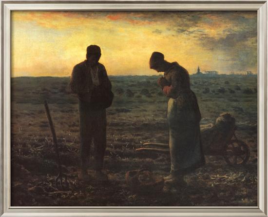 The Evening Prayer (L'Angélus), c.1859-Jean-François Millet-Framed Textured Art