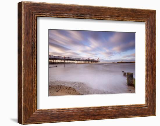 The evening sun hits Herne Bay Pier, Herne Bay, Kent, England, United Kingdom, Europe-Andrew Sproule-Framed Photographic Print