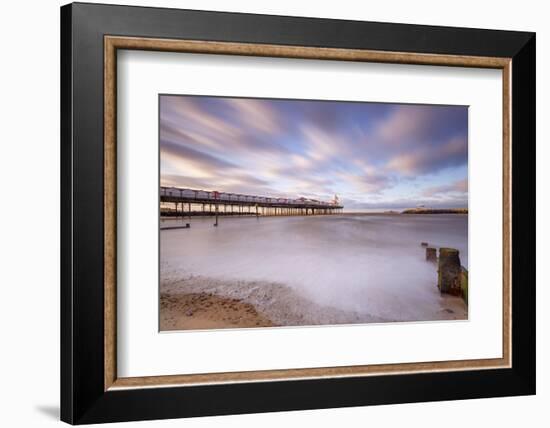The evening sun hits Herne Bay Pier, Herne Bay, Kent, England, United Kingdom, Europe-Andrew Sproule-Framed Photographic Print