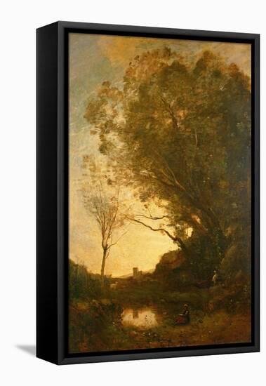 The Evening-Jean-Baptiste-Camille Corot-Framed Premier Image Canvas