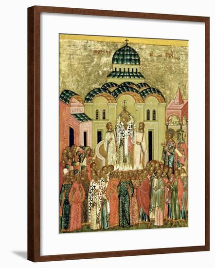 The Exaltation of the Cross, Russian Icon from the Cathedral of St. Sophia-null-Framed Giclee Print