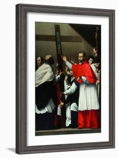 The Exaltation of the Holy Nail with Saint Charles Borromeo-Carlo Saraceni-Framed Giclee Print