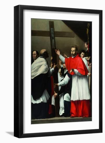 The Exaltation of the Holy Nail with Saint Charles Borromeo-Carlo Saraceni-Framed Giclee Print