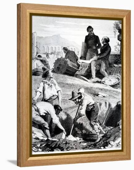 The Excavations at Torre Vergata, from 'Memoires D'Outre-Tombe' by Chateaubriand, 1850 (Litho)-Felix Philippoteaux-Framed Premier Image Canvas