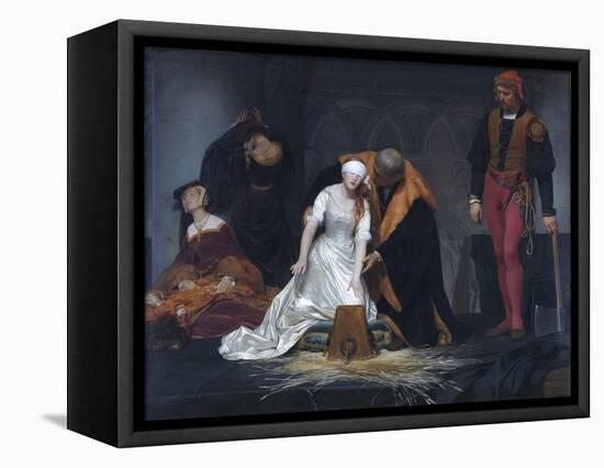 The Execution of Lady Jane Grey in the Tower of London in the Year 1554-Paul Delaroche-Framed Premier Image Canvas