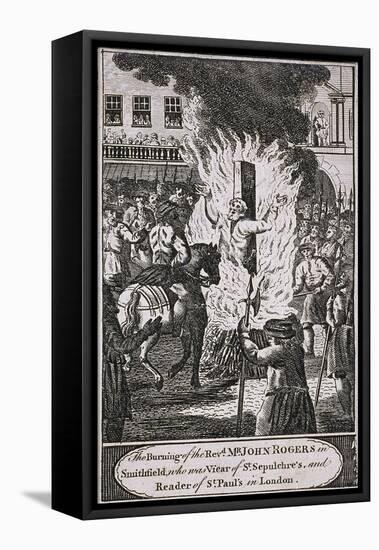 The Execution of Reverend John Rogers at Smithfield, 1555-null-Framed Premier Image Canvas