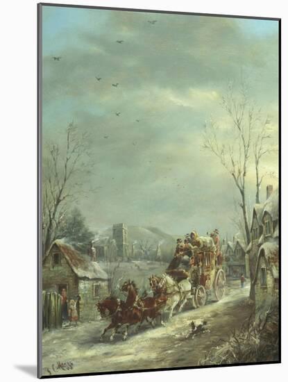 The Exeter Coach in the Snow-John Charles Maggs-Mounted Giclee Print