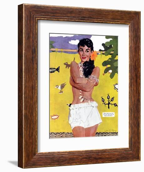 The Exile of Paradise Island  - Saturday Evening Post "Leading Ladies", September 4, 1954 pg.29-Joe de Mers-Framed Giclee Print