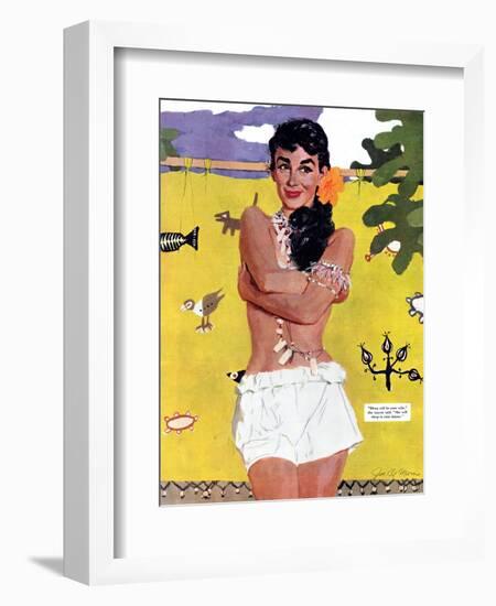 The Exile of Paradise Island  - Saturday Evening Post "Leading Ladies", September 4, 1954 pg.29-Joe de Mers-Framed Giclee Print