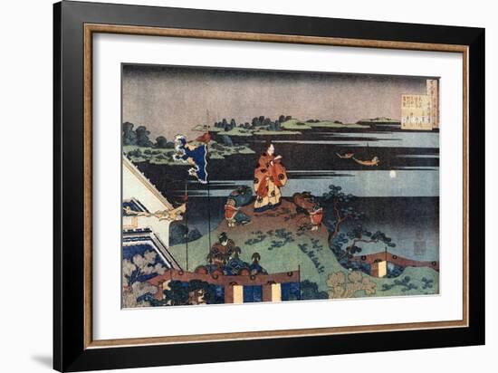 The Exiled Poet Nakamaro (Abe No Nakamar), C1838-Katsushika Hokusai-Framed Giclee Print