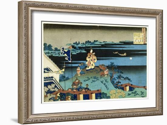 The Exiled Poet Nakamaro ('Abe No Nakamaro'), from the Series '100 Poems Explained by the Nurse'…-Katsushika Hokusai-Framed Giclee Print