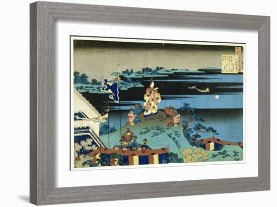 The Exiled Poet Nakamaro ('Abe No Nakamaro'), from the Series '100 Poems Explained by the Nurse'…-Katsushika Hokusai-Framed Giclee Print