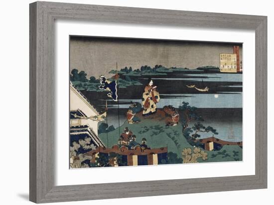 The Exiled Poet Nakamaro', from the Series 'One Hundred Poems as Told by the Nurse', Circa 1838-Chokosai Eisho-Framed Giclee Print