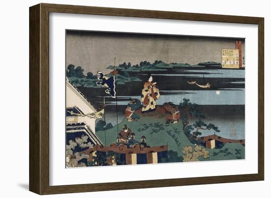 The Exiled Poet Nakamaro', from the Series 'One Hundred Poems as Told by the Nurse', Circa 1838-Chokosai Eisho-Framed Giclee Print