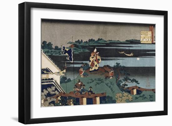 The Exiled Poet Nakamaro', from the Series 'One Hundred Poems as Told by the Nurse', Circa 1838-Chokosai Eisho-Framed Giclee Print