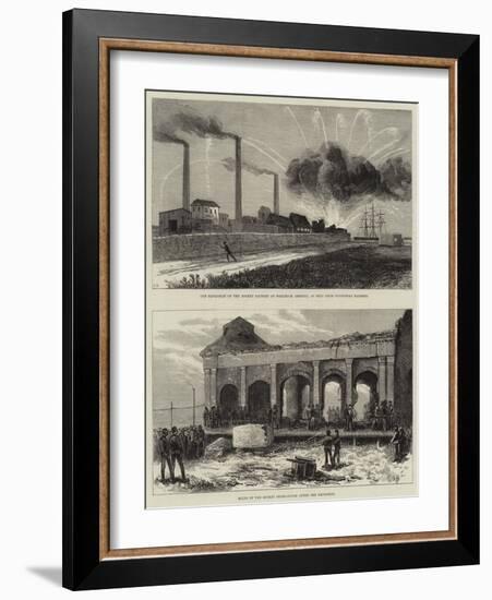 The Explosion of the Rocket Factory at Woolwich Arsenal-Arthur Hopkins-Framed Giclee Print