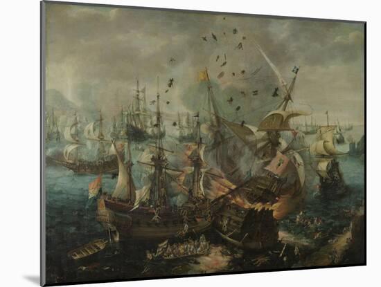 The Explosion of the Spanish Flagship during the Battle of Gibraltar, c.1621-Cornelis Claesz Van Wieringen-Mounted Giclee Print