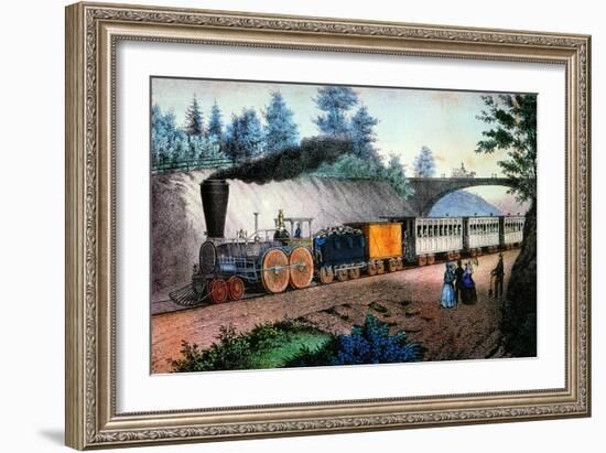 The Express Train, c1849-Currier & Ives-Framed Giclee Print