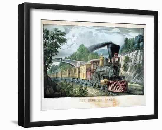 The Express Train, USA, 1870-Currier & Ives-Framed Giclee Print