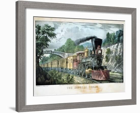 The Express Train, USA, 1870-Currier & Ives-Framed Giclee Print