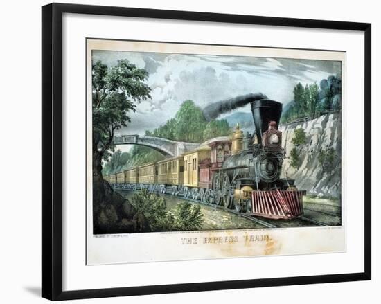 The Express Train, USA, 1870-Currier & Ives-Framed Giclee Print