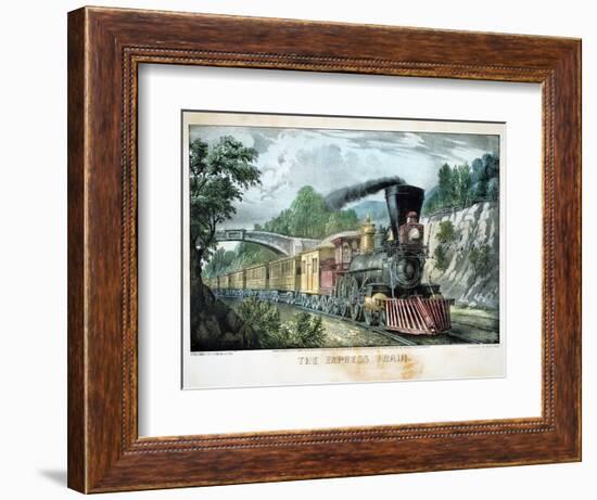 The Express Train, USA, 1870-Currier & Ives-Framed Giclee Print