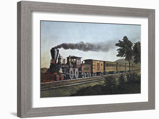 The Express Train-Currier & Ives-Framed Giclee Print