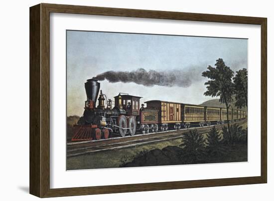 The Express Train-Currier & Ives-Framed Giclee Print