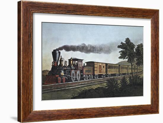 The Express Train-Currier & Ives-Framed Giclee Print