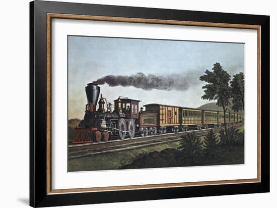 The Express Train-Currier & Ives-Framed Giclee Print