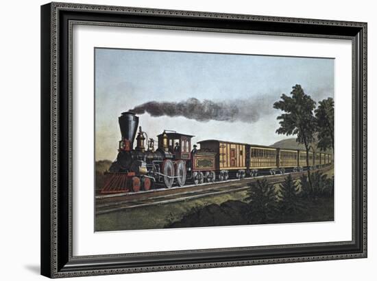 The Express Train-Currier & Ives-Framed Giclee Print