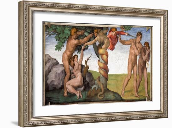 The Expulsion from the Paradise, 1508-12 (Fresco)-Michelangelo Buonarroti-Framed Giclee Print