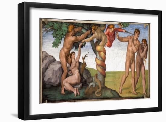 The Expulsion from the Paradise, 1508-12 (Fresco)-Michelangelo Buonarroti-Framed Giclee Print