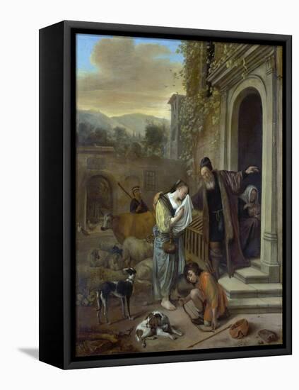 The Expulsion of Hagar, around 1655-57-Jan Steen-Framed Premier Image Canvas