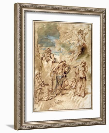 The Expulsion of Hagar-Giovanni Benedetto Castiglione-Framed Giclee Print