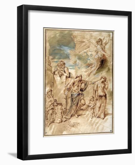 The Expulsion of Hagar-Giovanni Benedetto Castiglione-Framed Giclee Print