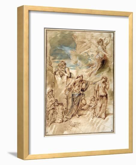 The Expulsion of Hagar-Giovanni Benedetto Castiglione-Framed Giclee Print