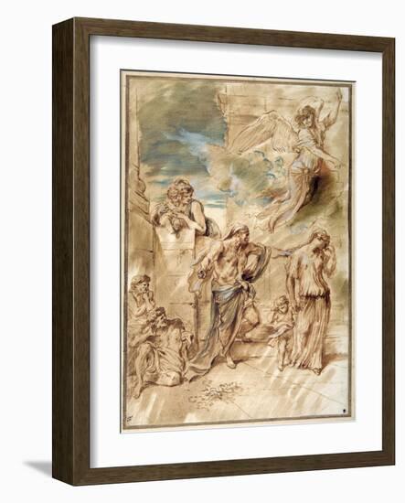 The Expulsion of Hagar-Giovanni Benedetto Castiglione-Framed Giclee Print