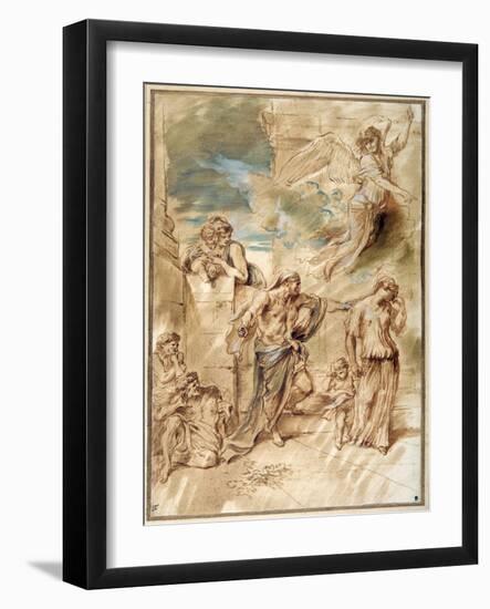 The Expulsion of Hagar-Giovanni Benedetto Castiglione-Framed Giclee Print