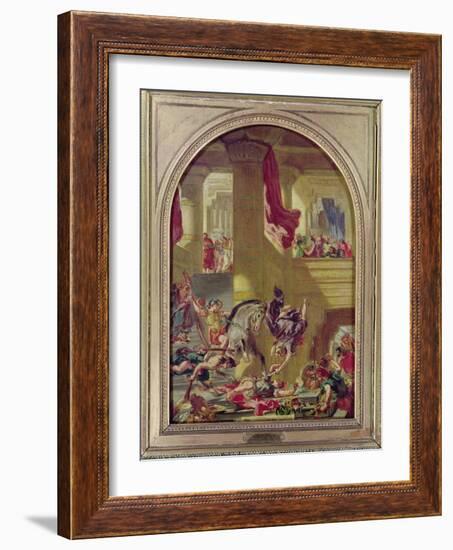 The Expulsion of Heliodorus from the Temple, C.1857-Eugene Delacroix-Framed Giclee Print