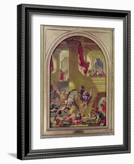 The Expulsion of Heliodorus from the Temple, C.1857-Eugene Delacroix-Framed Giclee Print