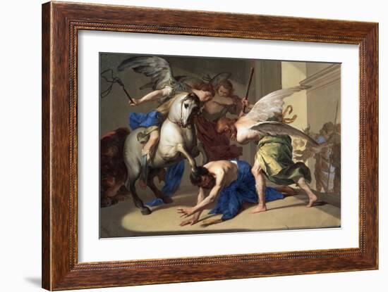 The Expulsion of Heliodorus from the Temple, C1650-Bernardo Cavallino-Framed Giclee Print