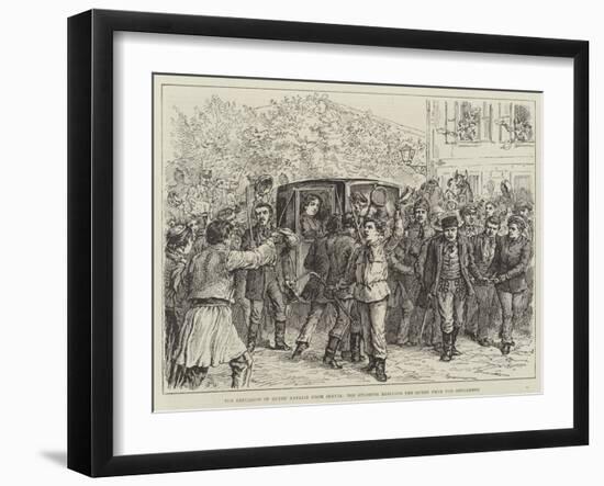 The Expulsion of Queen Natalie from Servia, the Students Rescuing the Queen from the Gendarmes-Johann Nepomuk Schonberg-Framed Giclee Print