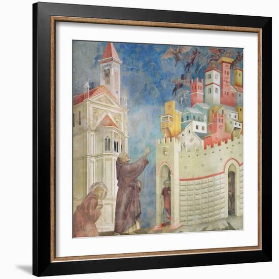 The Expulsion of the Devils from Arezzo, 1297-99-Giotto di Bondone-Framed Giclee Print