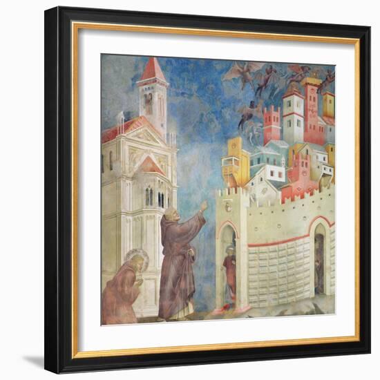 The Expulsion of the Devils from Arezzo, 1297-99-Giotto di Bondone-Framed Giclee Print