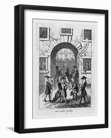 The Exterior of Fleet Prison with Debtor's Grate-null-Framed Art Print