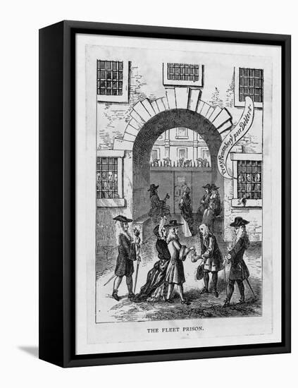 The Exterior of Fleet Prison with Debtor's Grate-null-Framed Stretched Canvas