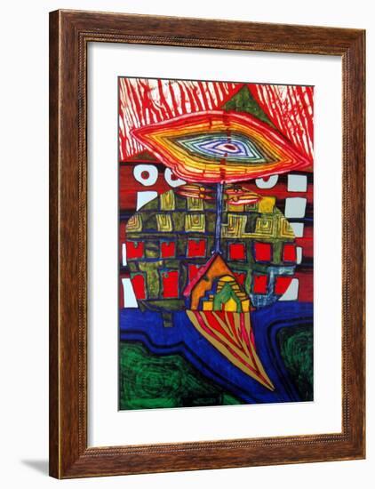 The Eye and the Beard of God-Friedensreich Hundertwasser-Framed Art Print