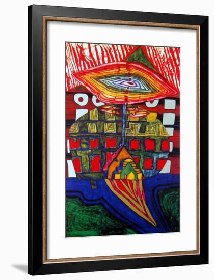 The Eye and the Beard of God-Friedensreich Hundertwasser-Framed Art Print